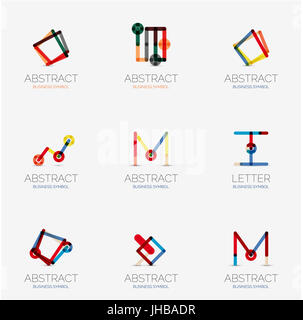 Set of linear abstract geometrical icons and logos - letters, and modern symbols Stock Photo