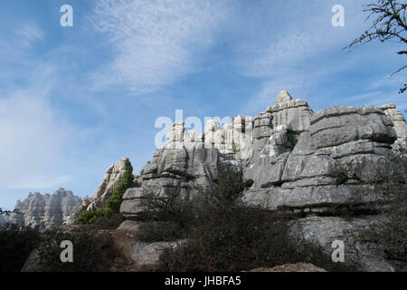 weathered mountain peaks landscape in Torcal, Spain Stock Photo