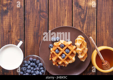 Top view of belgian waffles Stock Photo