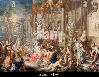 Johann Georg Platzer - Fountain scene in front of a palace - Stock Photo