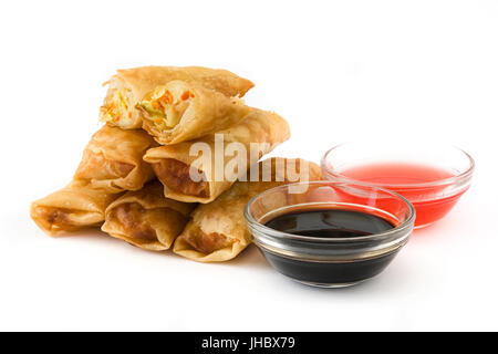 Vegetable spring rolls isolated on white background Stock Photo