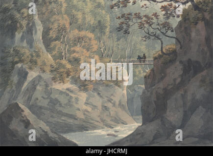 John Warwick Smith - Alpine Bridge and Woodland Scenery near Pistil y Maw - Stock Photo