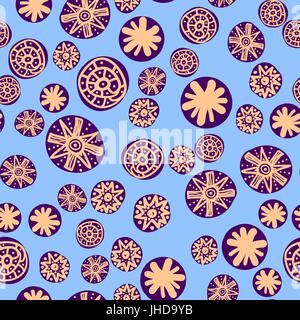 Stylized elements doodle Cute seamless pattern with colorful stylized stars or snowflakes. Childish texture for fabric, textile, wrapping paper. Vecto Stock Vector