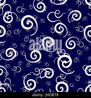 White swirls on deep blue background Stock Vector