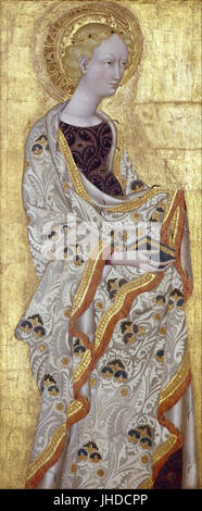This oil painting by Giovanni di Paolo depicts St. Michael the ...