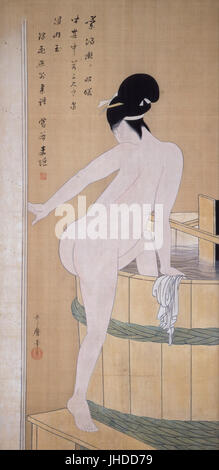Kitagawa Utamaro - BATHING IN COLD WATER - Stock Photo