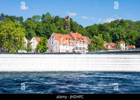 LANDSBERG AM LECH, GERMANY - JUNE 10: The river Lech at the historic city of Landsberg am Lech, Germany on June 10, 2017. Landsberg is situated on the Stock Photo