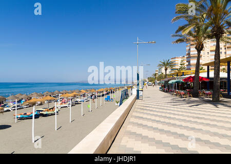 The promenade and beach called Playa Ferrara in Torrox Costa on the Costa Del Sol Spain Stock Photo