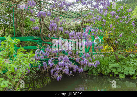 Bridge in Claude Monet's gardens in village Giverny, located 80 km (50 mi) from Paris,France Stock Photo