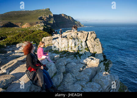 Viewpoint in Cape of Good Hope in sunset, South Africa, Western Cape, Cape of Good Hope National Park Stock Photo