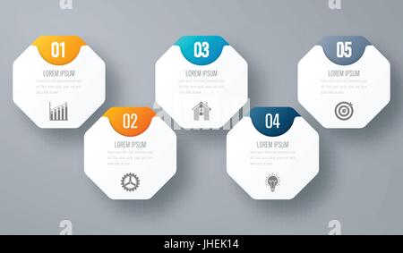 Infographic with octagons on the grey background Stock Vector