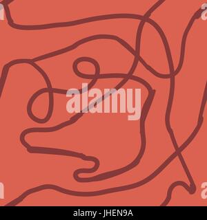 Linear pattern grid, chaotic brown curves , seamless vector background. Stock Vector