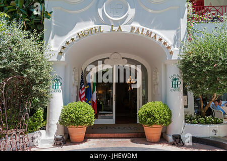 The four star La Palma hotel is the oldest hotel on the island of Capri. Stock Photo