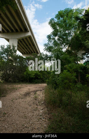 Hike and bike bridge over Barton Creek Greenbelt ravine in Austin Texas USA Stock Photo