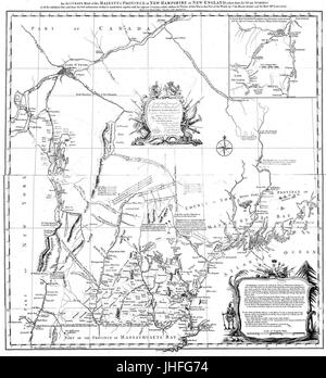 Map of New Hampshire, Blanchard Langdon, 1761 Stock Photo
