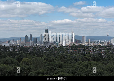 Panorama view of Frankfurt downtown from Goethe Tower Stock Photo