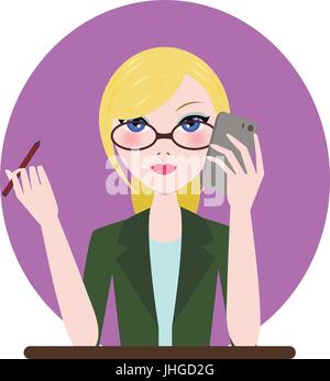 Support manager woman icon. Vector cartoon flat illustration Stock Vector