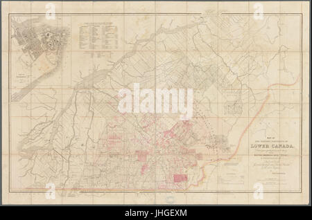 Map of the eastern townships of Lower Canada drawn principally from actual survey for the British American Land Company (NYPL b20643859-5437631) Stock Photo