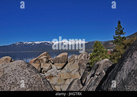 Lake Tahoe, the mountain and the snow Stock Photo
