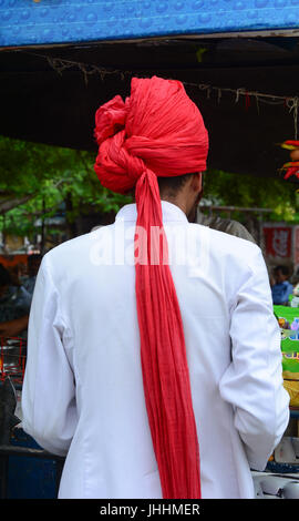 Look from behind Indian man's back with traditional clothes. Stock Photo
