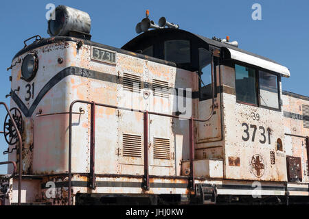 detail, old railway engines at the B Reactor Hanford, near Richland, Washington Stock Photo