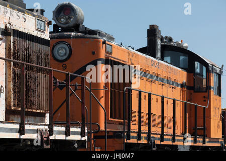 detail, old railway engines at the B Reactor Hanford, near Richland, Washington Stock Photo