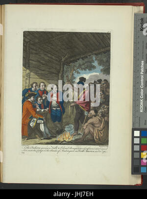 The Indians giving a talk to Colonel Bouquet in a conference at a council fire near his camp on the Banks of Muskingum in North American in October 1764 (NYPL b14140320-1638460) Stock Photo