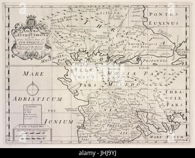 A new map of ancient Thrace, as also of the northern parts of Old Greece, viz. Macedonia, and Thessalia (NYPL b15114268-1630715) Stock Photo