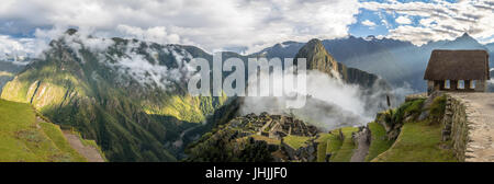 Panoramic View of Machu Picchu Inca Ruins - Sacred Valley, Peru Stock Photo