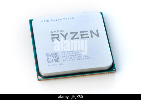 Close-up of AMD Ryzen 7 1700 CPU Stock Photo