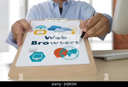 browser http man use computer Web Browsers Online Networking Connection Technology Digital Stock Photo