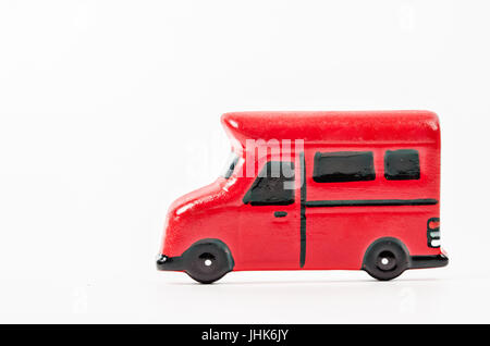 Red toy car isolated on white background Stock Photo