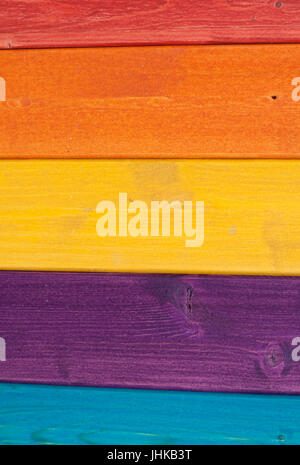 Colored wooden planks, fence Stock Photo