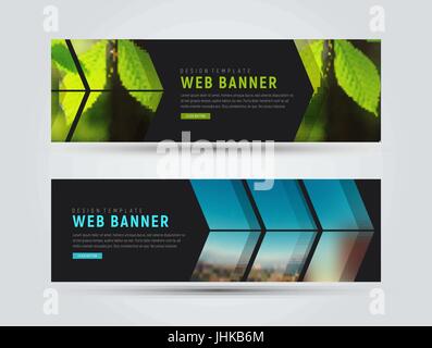 template of black horizontal web banners with arrows and transparent design elements for a photo. Vector illustration. Set Stock Vector