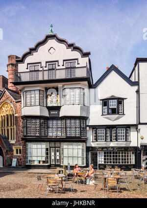 20 June 2017: Exeter, Devoin, England, UK - Mol's Coffee House, a 1596 timber framed building in Cathedral Close. Stock Photo