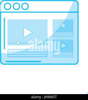 silhouette website with important videos information Stock Vector