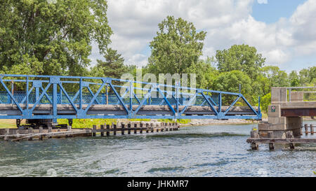 Swing bridge on Murray Canal, Quinte West, Ontario, Canada Stock Photo