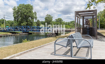 Swing bridge on Murray Canal, Quinte West, Ontario, Canada Stock Photo