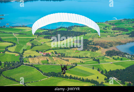 Paragliding in Bavarian Alps Stock Photo