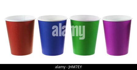 Paper Cups on White Background Stock Photo