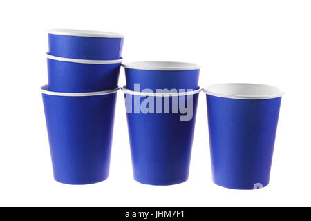 Paper Cups on White Background Stock Photo