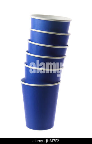 Stack of Paper Cups on White Background Stock Photo