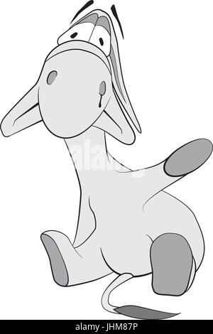 Sad donkey waving hand, t-shirt graphics Stock Vector