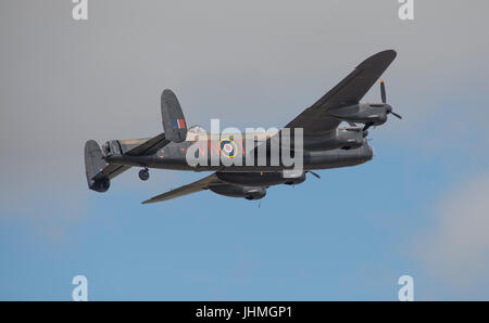 RAF Fairford, Gloucestershire, UK. 14th July 2017. First day of the Royal International Air Tattoo (RIAT), one of the world’s greatest airshows. Flying displays include the Battle of Britain Memorial Flight, including the Avro Lancaster - one of only two flying examples. Credit: Malcolm Park / Alamy Live News. Stock Photo