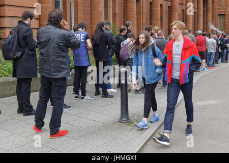 casting for extras for the Robert The Bruce film for Netflix at the Kelvin Hall arena very long queue formed around the building Stock Photo