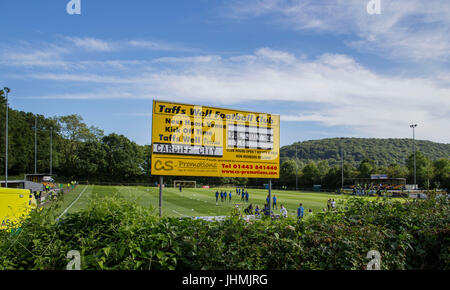 Taff's Well, Wales, UK. 15th July 2017. General view outside the ground ahead of the pre-season friendly match between Taff's Well FC and Cardiff City at the Rhiw'r Ddar stadium, Taff's Well, Wales, UK.  Picture by Mark Hawkins Credit: Mark Hawkins/Alamy Live News Stock Photo