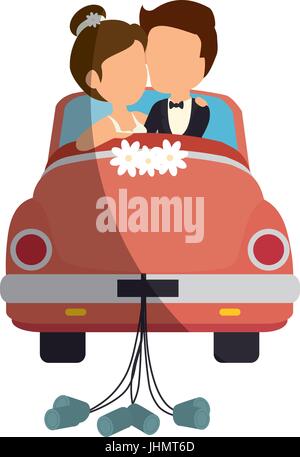 car with just married couple icon over white background vector ...