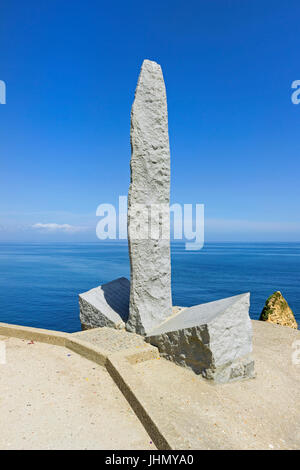 POINTE DU HOC, FRANCE - JUNE 2014; The Ranger Monument for remember the assault during the second world war. Stock Photo