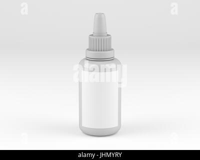 Mockup White bottle on a white background. 3D render Stock Photo