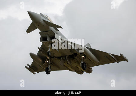A Royal Air Force BAE Hawk arrives at Fairford ahead of the RIAT Air Show Stock Photo